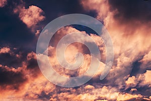 Winter sunset sky with dramatic clouds