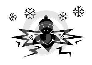 Winter swimming vector sign or icon.