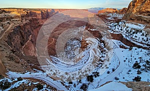 Winter switchback down into the canyon