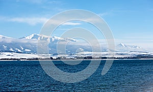 Winter Tatra Mountains and big lake