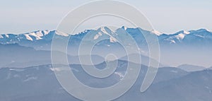 Winter Tatras mountains from Klak in Mala Fatra mountains