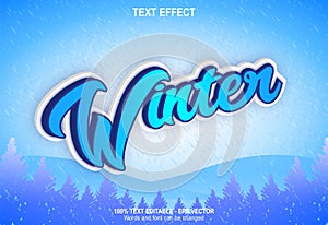 Winter text effect in blue color