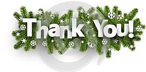 Winter thank you background with snowflakes.