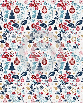 Winter theme pattern. Hand drawn vector illustration. Merry Christmas greeting card.