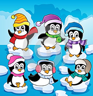 Winter theme with penguins