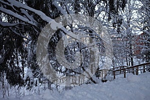 Winter time in Espoo Finland bright mordern buildings snowy weather