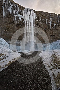 Winter Time at the Seljalandsfoss Waterfall, Iceland