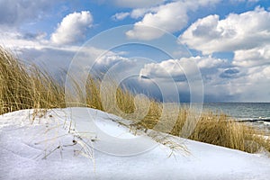 Winter time on shore of the Baltic Sea