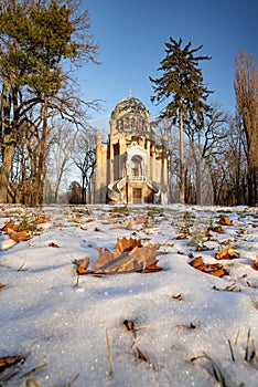 Winter time in Stirbei park , Buftea city , Romania