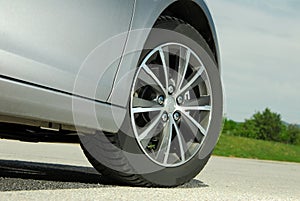 Winter tire and alloy wheel on this passenger car