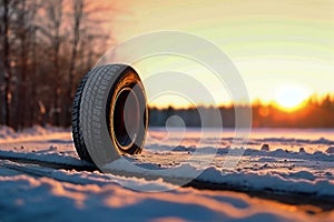 Winter tire covered in snow snowy road ice icy car wheel drive safety safe driving transportation condition change