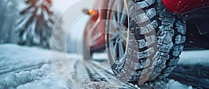 Concept Winter Driving Tips, Tire Maintenance, Snow and Ice Safety Winter Tire Expertise in Action photo