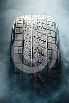 Winter tire in smoke photo