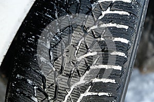 Winter tire in snow.