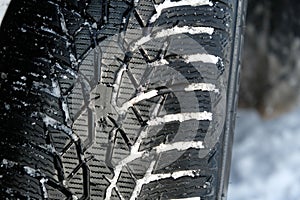 Winter tire in snow.