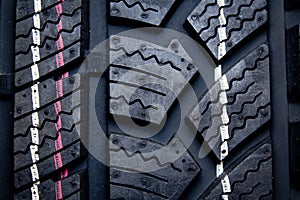 Winter tire tread texture closeup