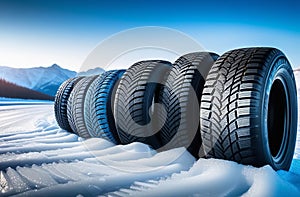 Winter tires for a car in the snow