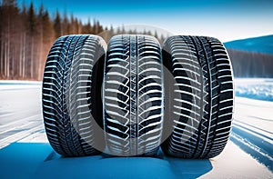 Winter tires for a car in the snow