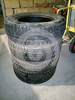 Winter tires are in garage. Replacement cutting for cars