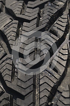 Winter tires photographed in close-up