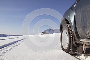 Winter tires on the snow