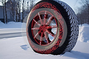 winter tires with snowflake symbol on the sidewall photo