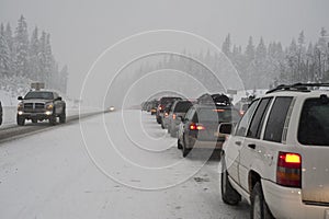 Winter traffic jam