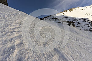 Zimný chodník na Teryho chatu. Vysoké Tatry. Slovensko