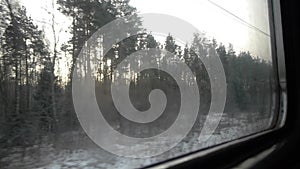 Winter train, view from the window high bitrate