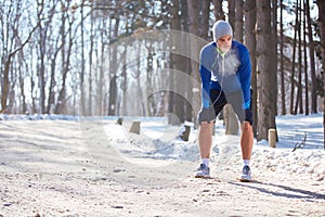 Winter training in snowy nature