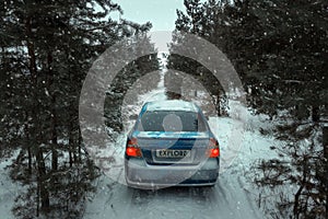 Winter travel concept by car. Explore the world