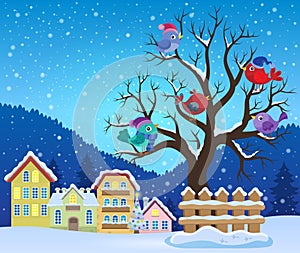 Winter tree with birds theme image 3