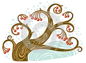 Winter tree with red berries