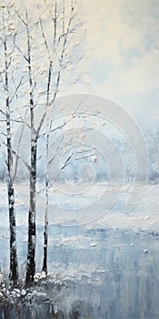 Winter Trees: A Romantic Still Life In Atmospheric Landscape Painting photo