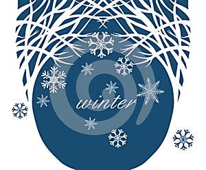 Winter trees with snowflakes. hand drawing. Not AI, Illustrat3. Vector illustration photo