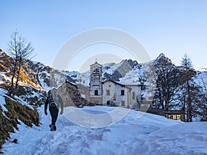 Winter trekking in the alps of Valsassina