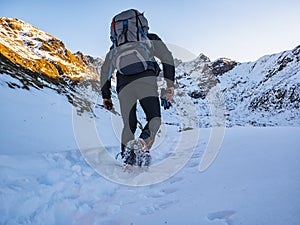 Winter trekking in the alps of Valsassina