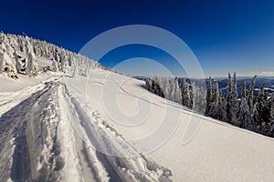 Winter trekking Beskidy mountains Rysianka