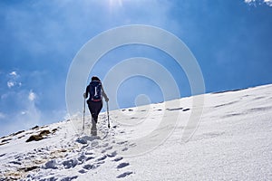 Winter trekking in the italian alps
