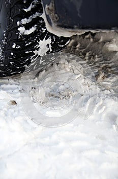 Winter tyre on snow