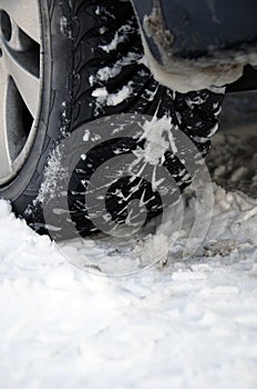 Winter tyre on snow