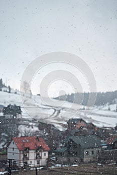 Winter Ukrainian Karpaty white snow covered mountains scenery