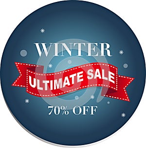 Winter ultimate sale 70% off web banner. Winter sale vector illustration.