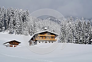 Winter under Kaisergebirge, Tirol, Austria