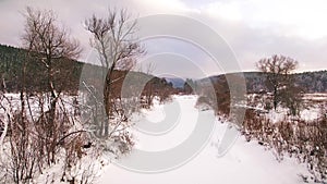 Winter in the Ural mountains. Russia. Bashkortostan. aerial view