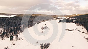 Winter in the Ural mountains. Russia. Bashkortostan. aerial view