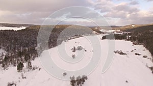 Winter in the Ural mountains. Russia. Bashkortostan. aerial view