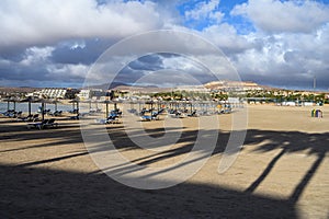 Winter vacation in Caleta de Fuste touristic village on Fuerteventura, Canary islands, Spain