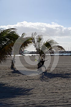 Winter vacation in Caleta de Fuste touristic village on Fuerteventura, Canary islands, Spain