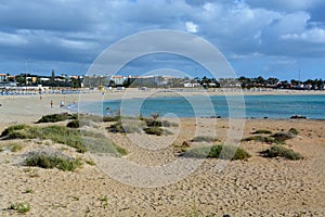 Winter vacation in Caleta de Fuste touristic village on Fuerteventura, Canary islands, Spain